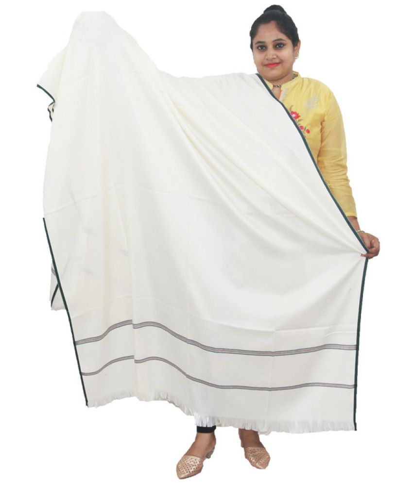     			Vrinde Off White Self Design Shawl - ( Pack of 1 )