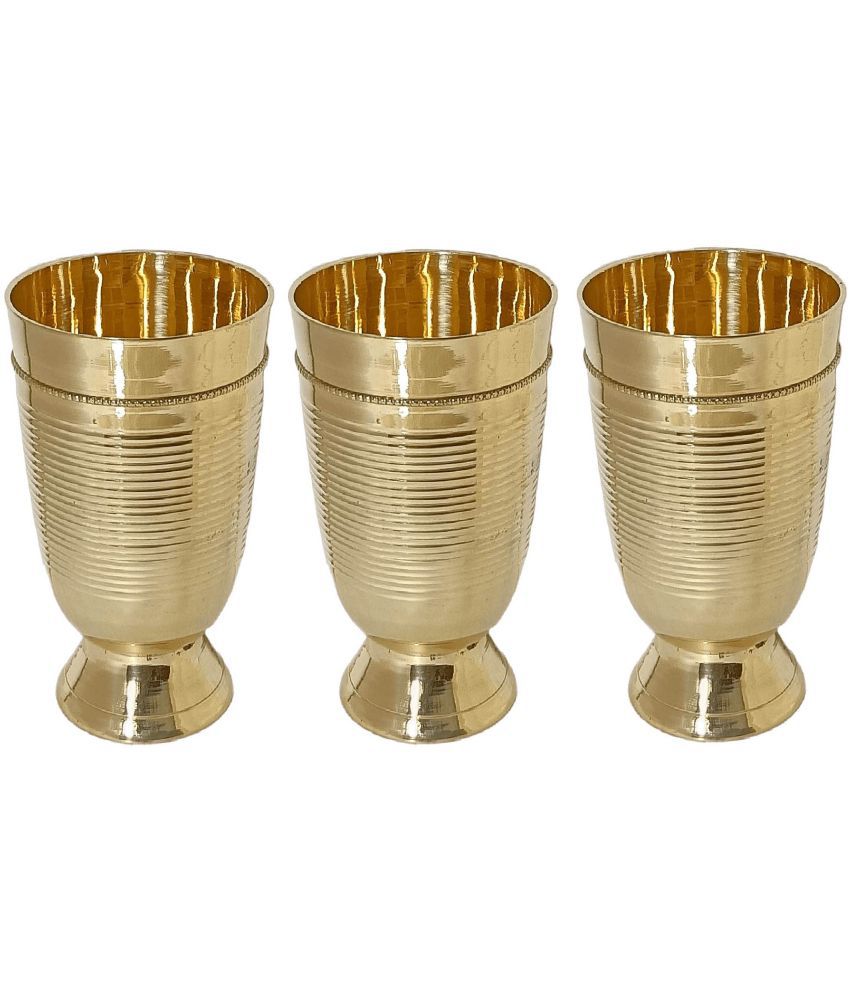     			A & H ENTERPRISES - Designer Heavy Water Brass Glasses 250 ml ( Pack of 3 )