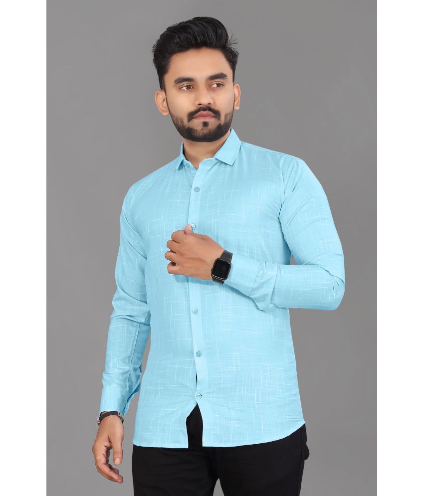 Apnisha - Light Blue Cotton Blend Regular Fit Men's Casual Shirt ( Pack of 1 )