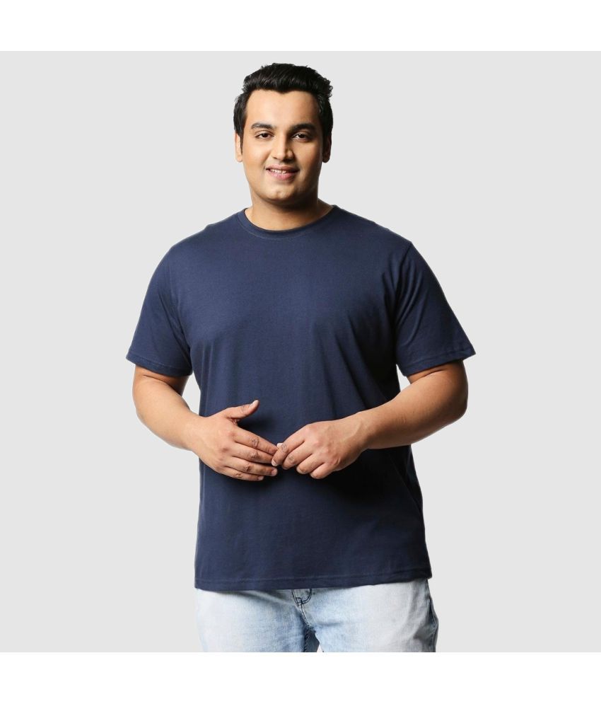     			Bewakoof Plus - Blue Cotton Oversized Fit Men's T-Shirt ( Pack of 1 )