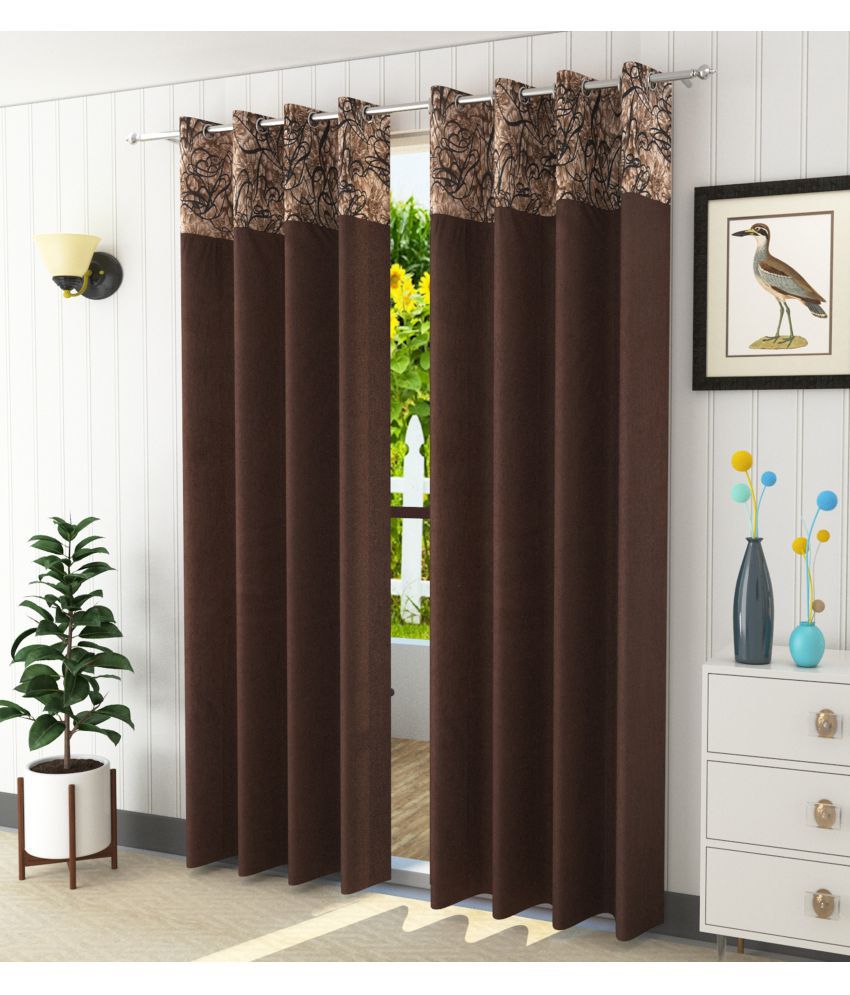     			Homefab India - Brown Polyester Abstract Door Curtain ( Pack of 2 )