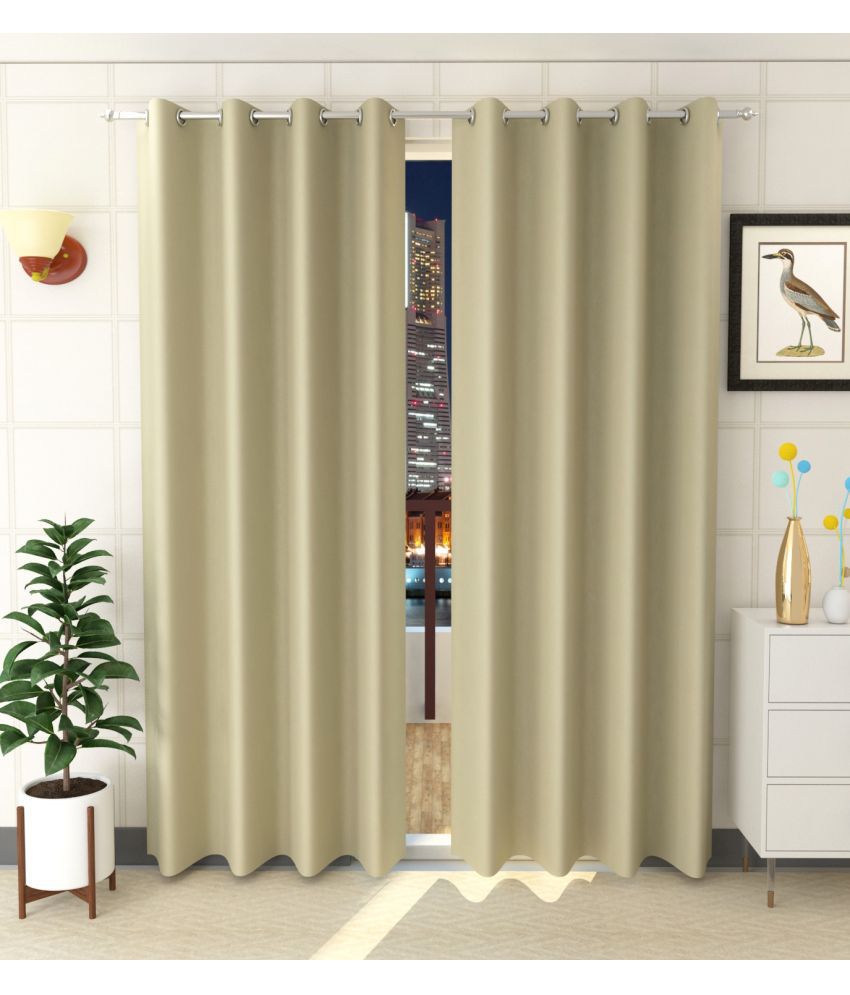     			Homefab India Solid Blackout Eyelet Window Curtain 5ft (Pack of 2) - Green