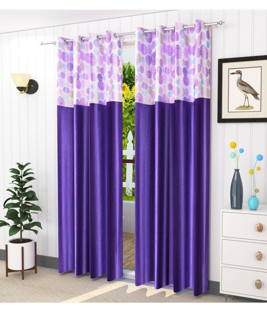     			Homefab India Printed Blackout Eyelet Window Curtain 5ft (Pack of 2) - Purple
