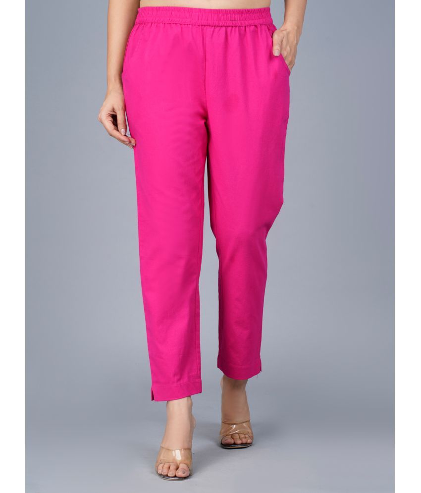     			QuaClo - Fluorescent Pink Cotton Regular Women's Casual Pants ( Pack of 1 )