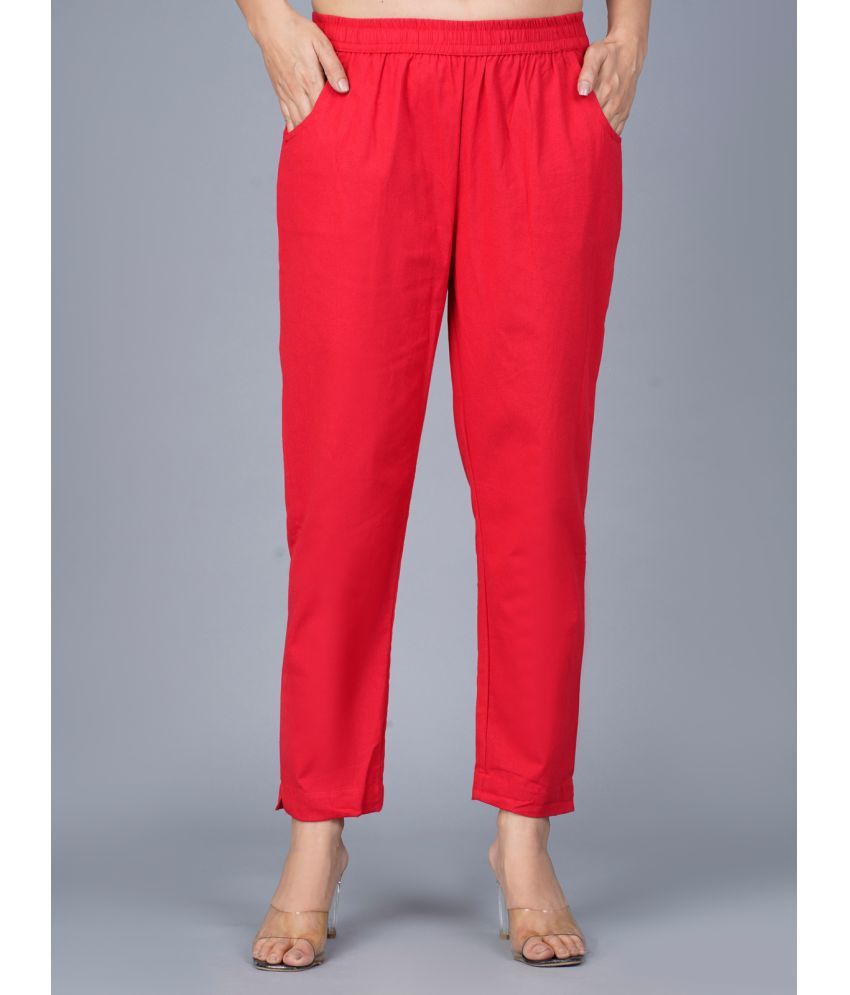     			QuaClo - Red Cotton Regular Women's Casual Pants ( Pack of 1 )