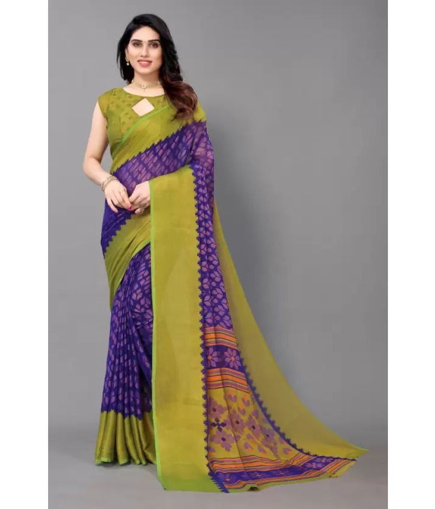     			Sitanjali - Blue Brasso Saree With Blouse Piece ( Pack of 1 )