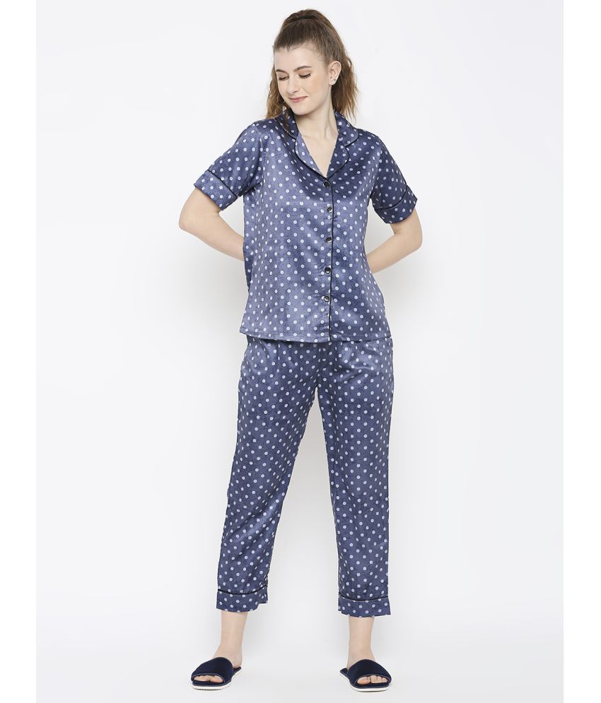     			Smarty Pants - Blue Satin Women's Nightwear Nightsuit Sets ( Pack of 1 )