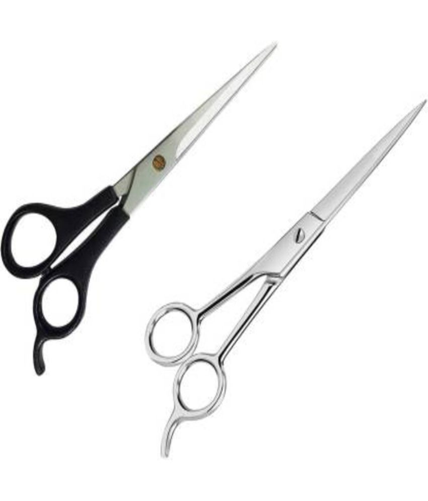     			Combo of 2 Salon Accessories Scissor: 1 Barber Hair Cutting Scissor wit Mustache Styling Trimming and Scissors (Set of 2, Silver)