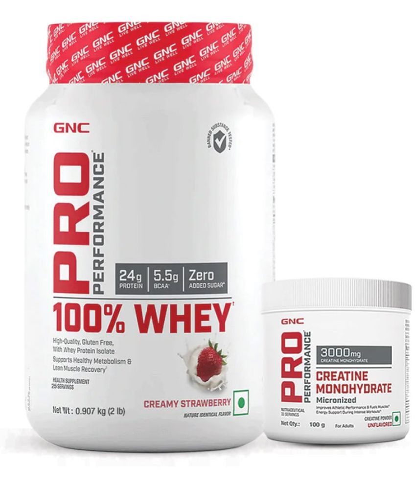     			GNC Pro Performance 100% Whey Strawberry- 2lbs + Creatine Monohydrate - 100gm (Combo)