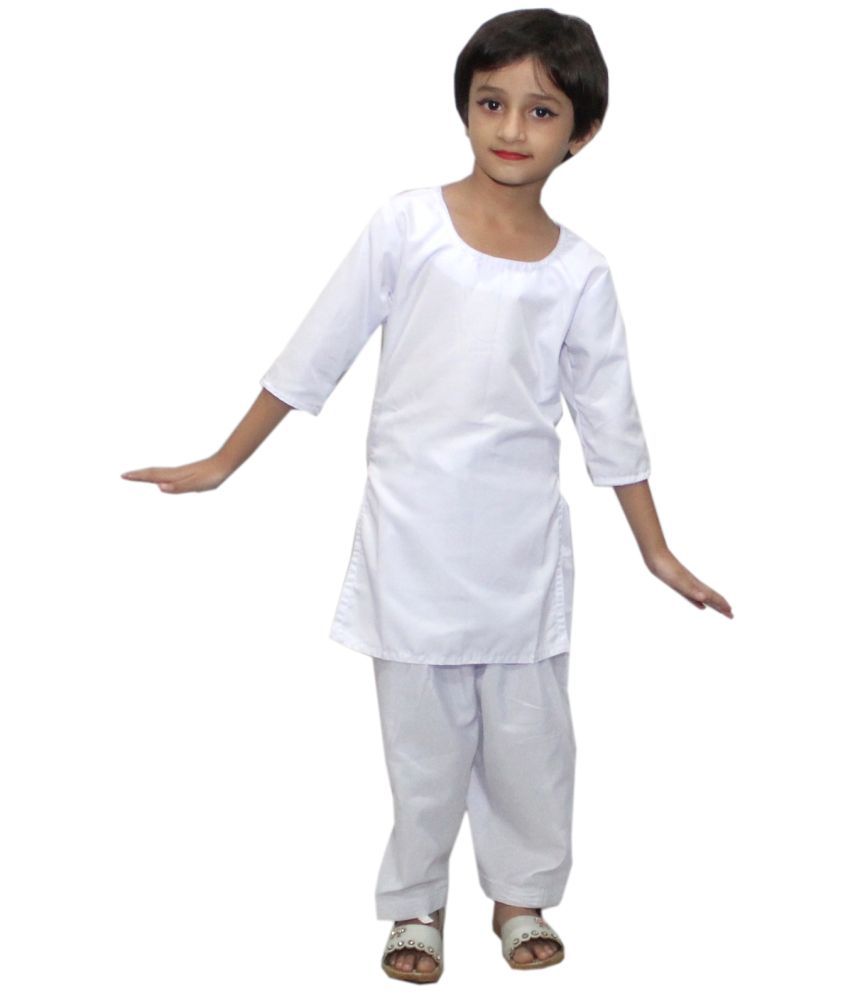     			Kaku Fancy Dresses Indian State Traditional Wear White Salwar Kameez Costume -White, 8-9 Years, for Girls