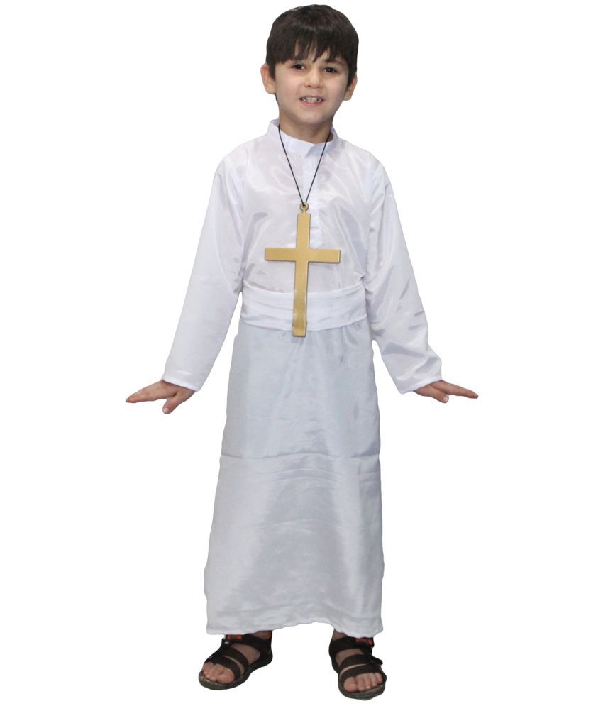     			Kaku Fancy Dresses Priest/Jesus, Catholic Costume -White, 5-6 Years, for Boys