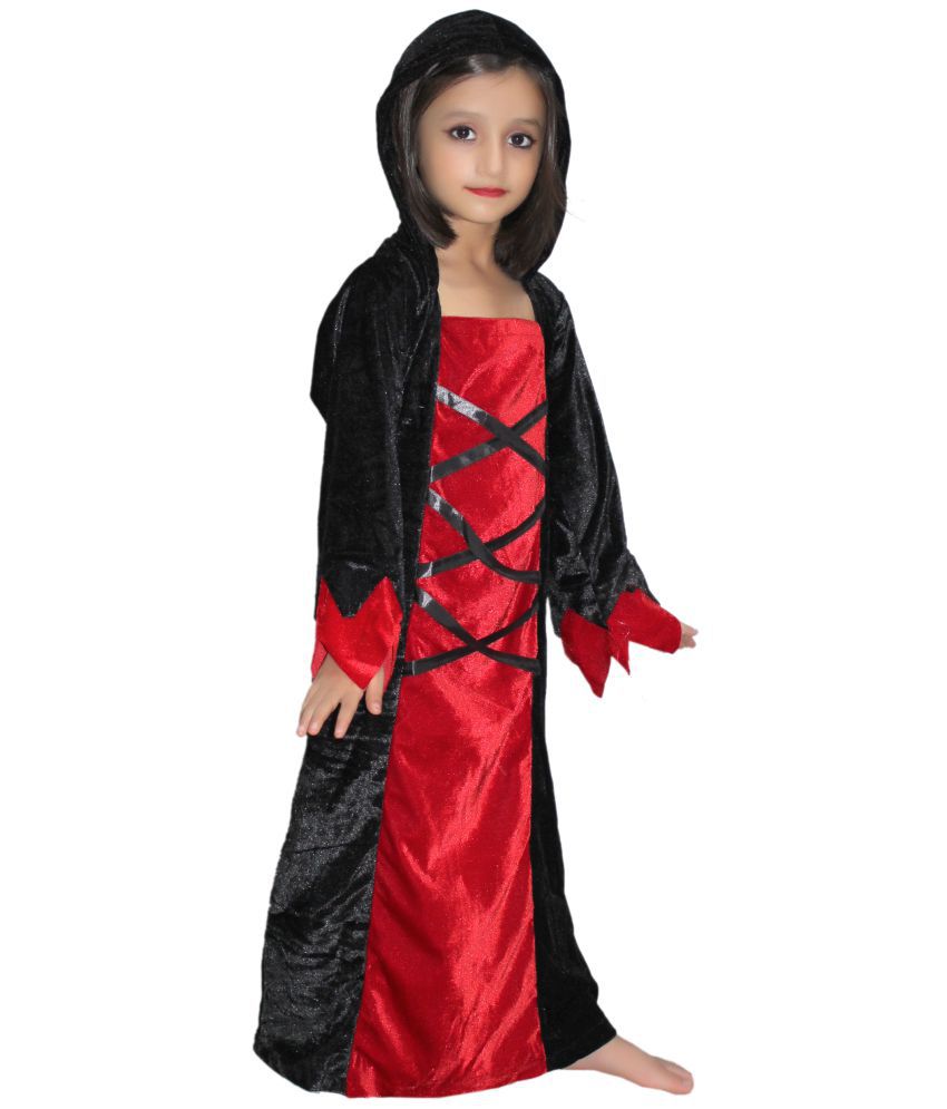     			Kaku Fancy Dresses Witch Hood Costume/California Cosplay Halloween Costume -Red & Black, 14-18 Years, For Girls