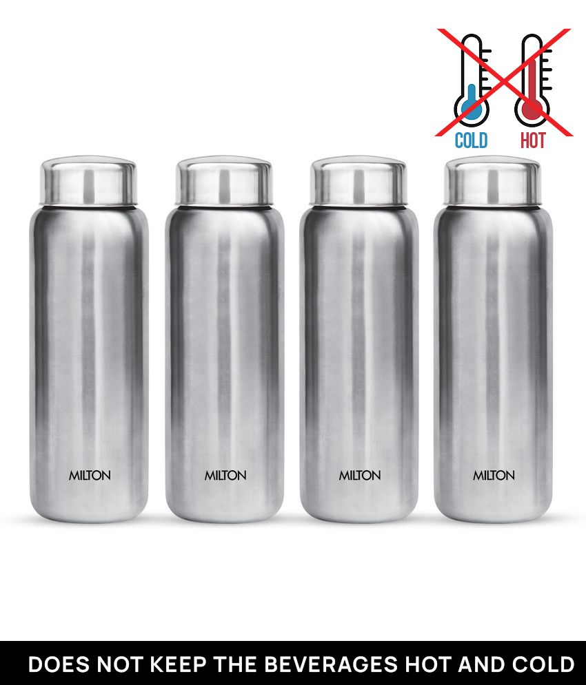     			Milton Aqua 750 Stainless Steel Water Bottle, Set of 4, 750 ml Each, Silver | 100% Leak Proof | Office Bottle | Gym Bottle | Home | Kitchen | Hiking | Treking Bottle | Travel Bottle