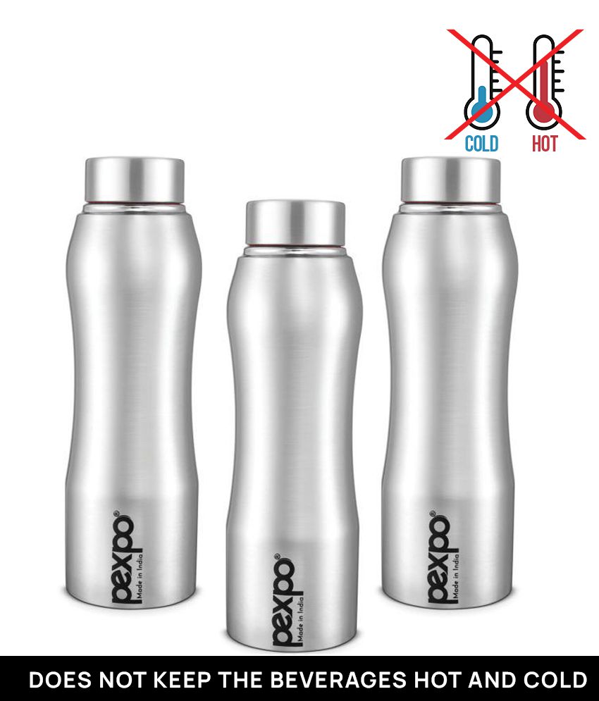     			PEXPO 1000 ml Stainless Steel Fridge Water Bottle (Set of 3, Silver, Bistro)