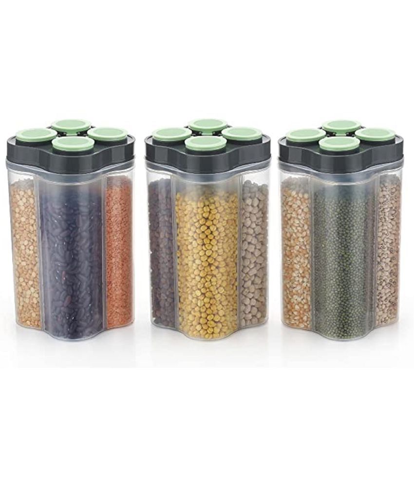     			iview kitchenware - Dal/Pasta/Grocery Green Plastic Dal Container ( Set of 3 ) - 2500 ml