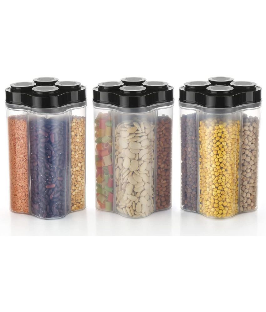     			iview kitchenware - Dal/Pasta/Grocery Black Plastic Dal Container ( Set of 3 ) - 2500 ml