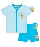 Kidswear Sweety Pie Gold By Kothari Baby  100 % Cotton Interlock Solid Nighsuit In Aqua Color