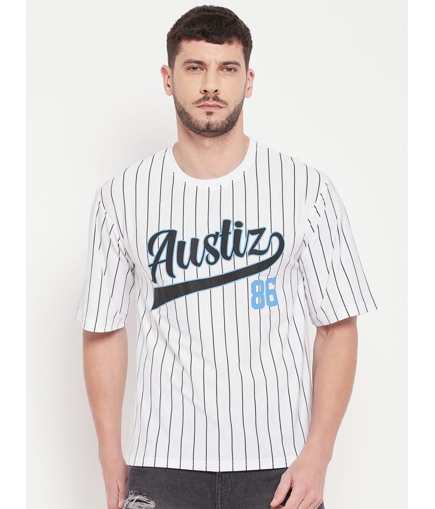     			AUSTIZ - White Cotton Blend Regular Fit Men's T-Shirt ( Pack of 1 )