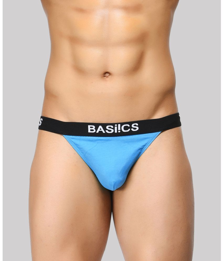     			BASIICS By La Intimo Pack of 1 Spandex Thongs For Men's ( Blue )