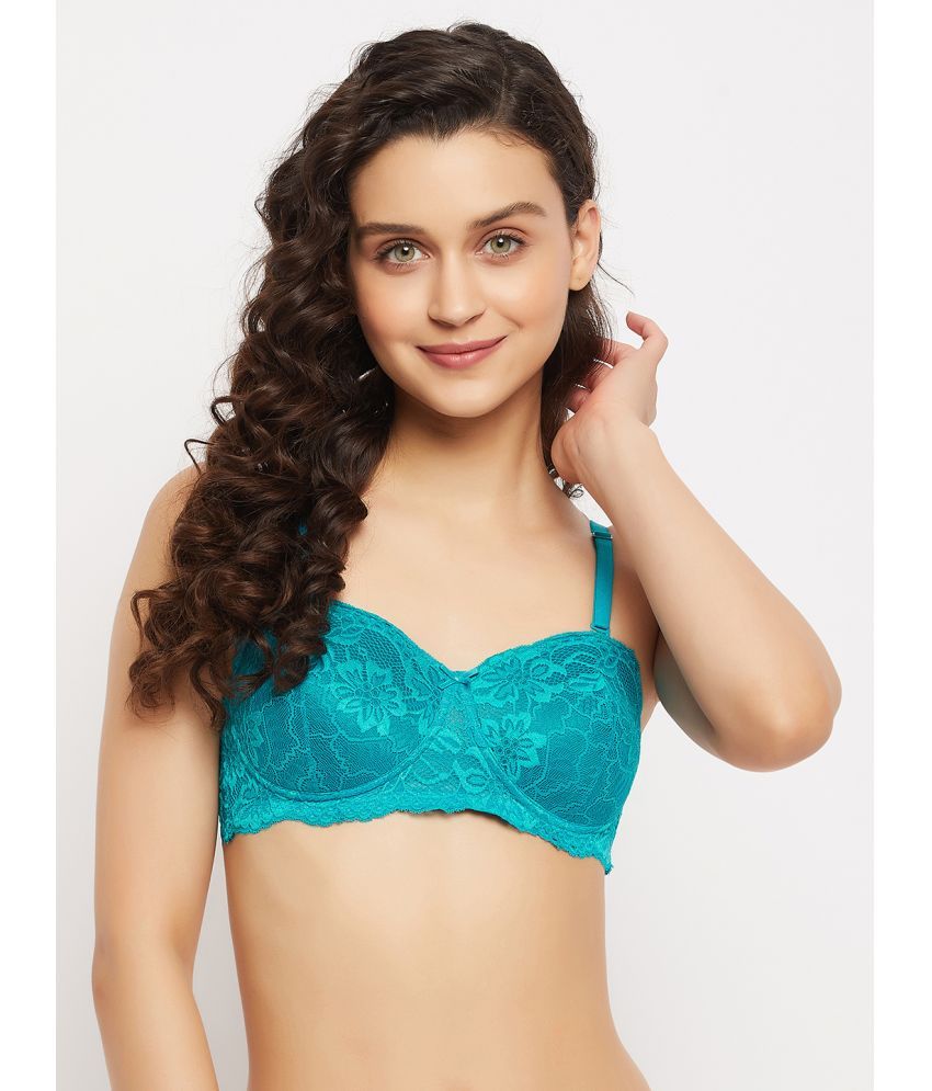     			Clovia - Blue Nylon Heavily Padded Women's Balconette Bra ( Pack of 1 )