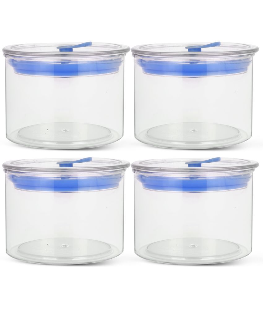     			HomePro - Round Container | Airtight | Silicone Cap | Blue | Plastic Utility Container ( Set of 4 ) - 500 ml