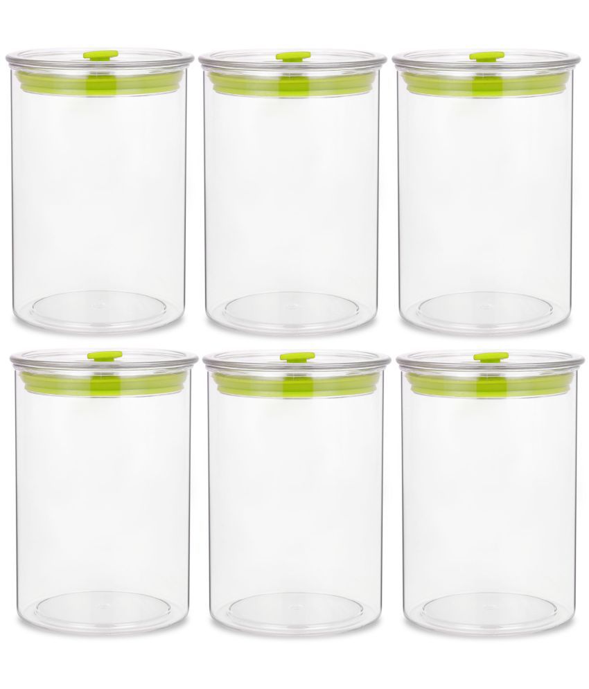    			HomePro - Round Container | Airtight | Silicone Cap | Green | Plastic Utility Container ( Set of 6 ) - 900 ml Total Capacity