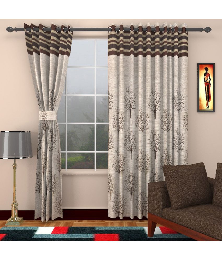     			Homefab India Abstract Blackout Eyelet Window Curtain 5ft (Pack of 2) - Brown