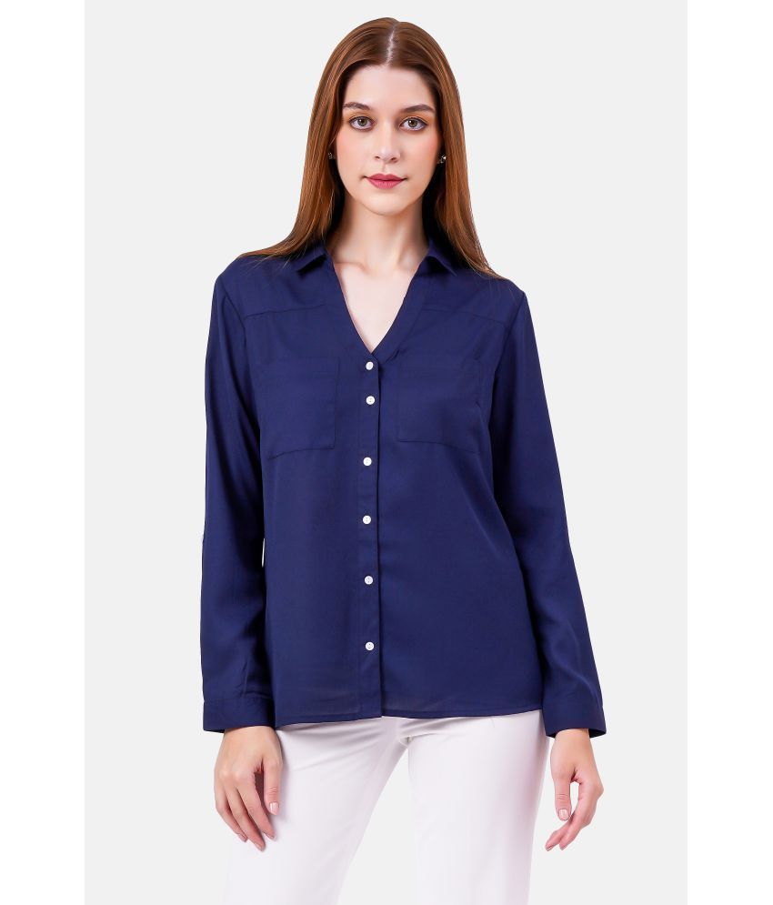     			NUEVOSDAMAS - Navy Blue Polyester Women's Shirt Style Top ( Pack of 1 )