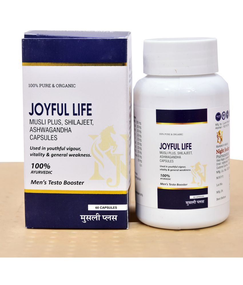     			Night Jockey Joyful Life Musli Plus Pure Shilajeet, Ashwagandha Capsules - 60 Per Pack