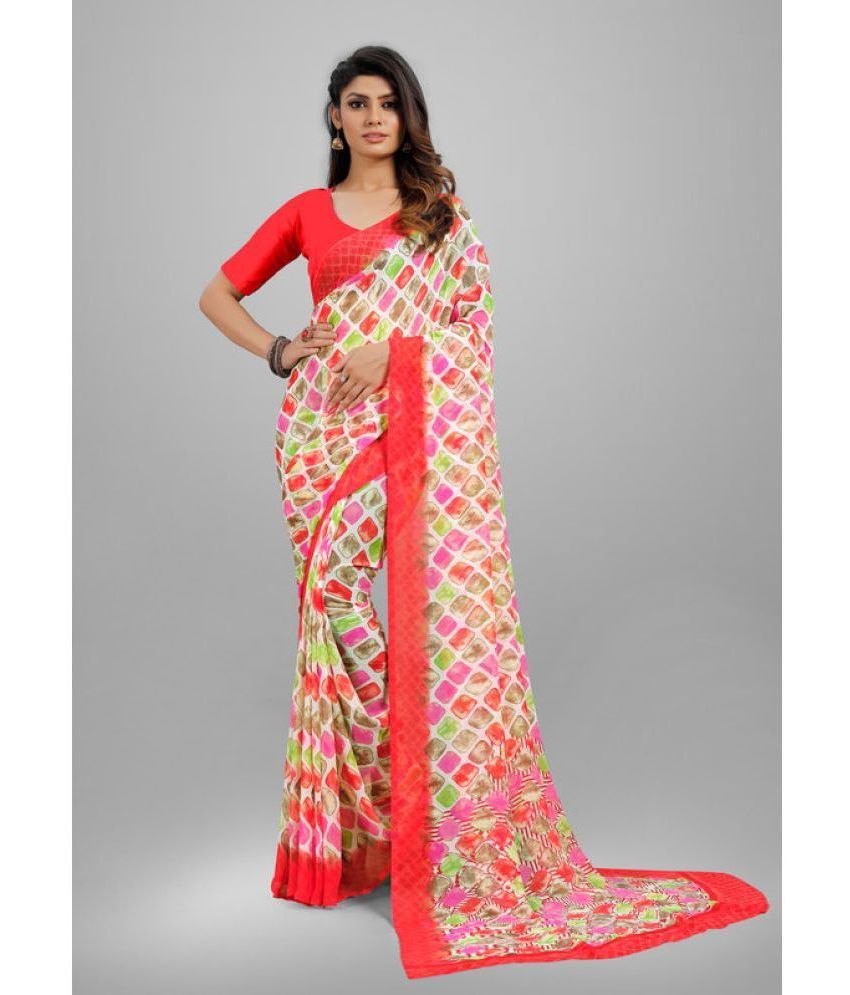     			Sanwariya Silks - Red Georgette Saree With Blouse Piece ( Pack of 1 )