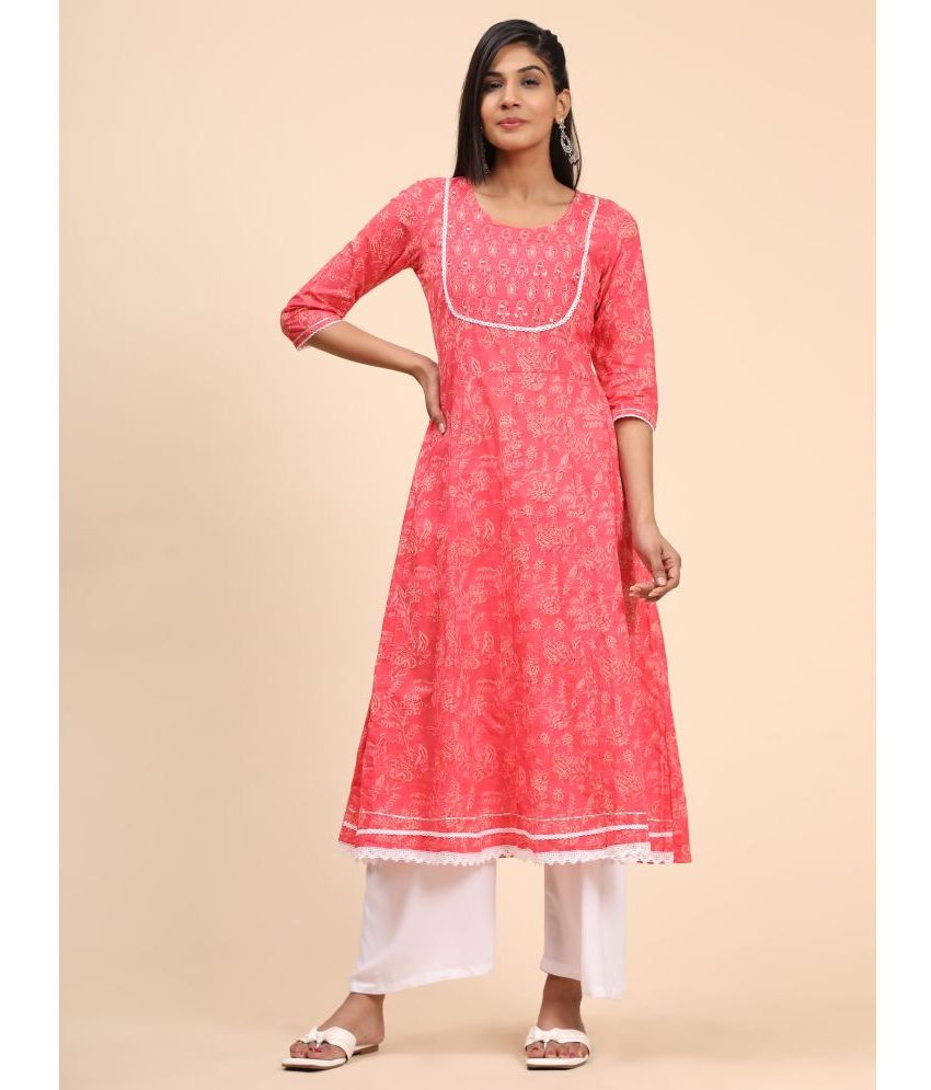     			Vbuyz - Pink Cotton Women's Flared Kurti ( Pack of 1 )