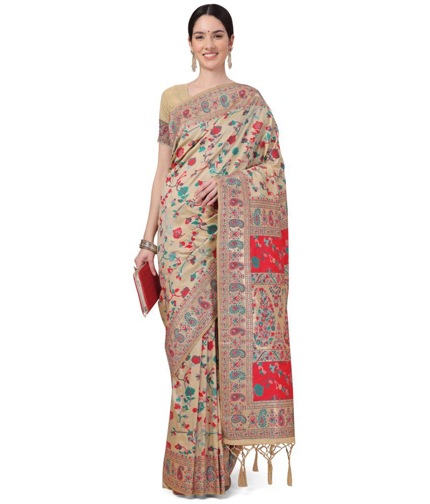     			Rekha Maniyar - Beige Banarasi Silk Saree With Blouse Piece ( Pack of 1 )