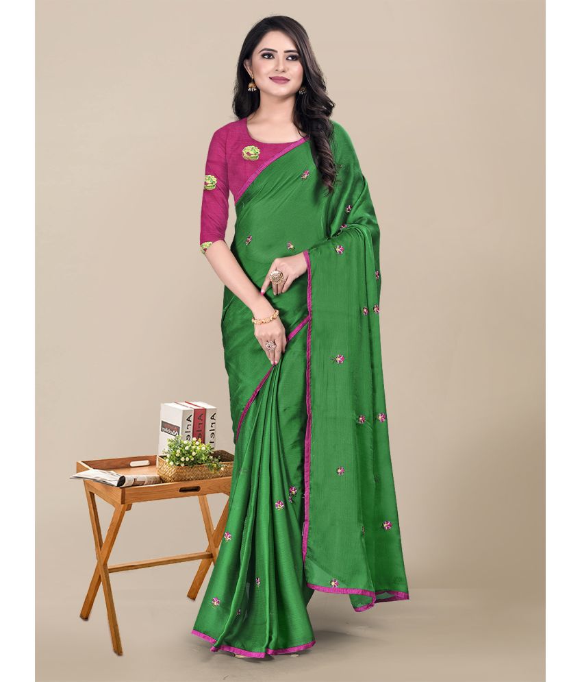     			Rekha Maniyar - Green Chiffon Saree With Blouse Piece ( Pack of 1 )
