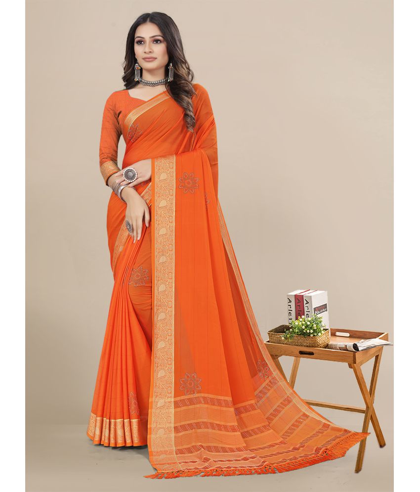     			Rekha Maniyar - Orange Chiffon Saree With Blouse Piece ( Pack of 1 )