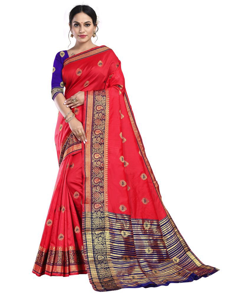     			Rekha Maniyar - Red Silk Saree With Blouse Piece ( Pack of 1 )