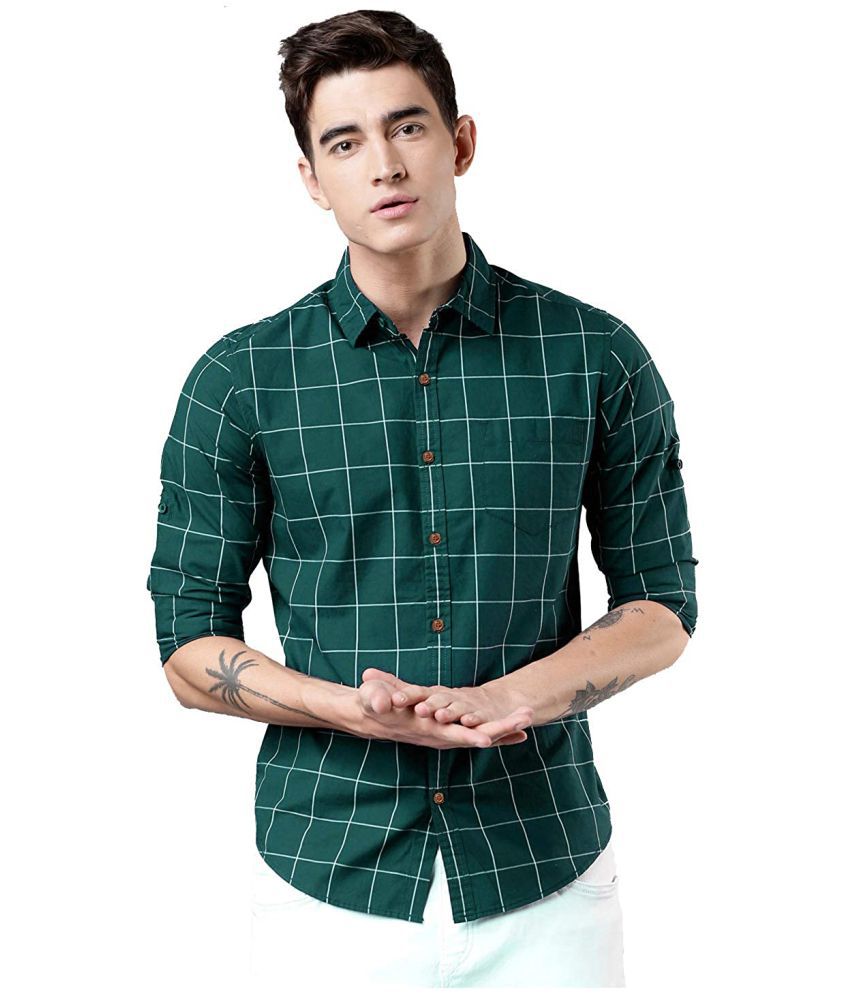     			SUR-T - Green Cotton Blend Slim Fit Men's Casual Shirt ( Pack of 1 )