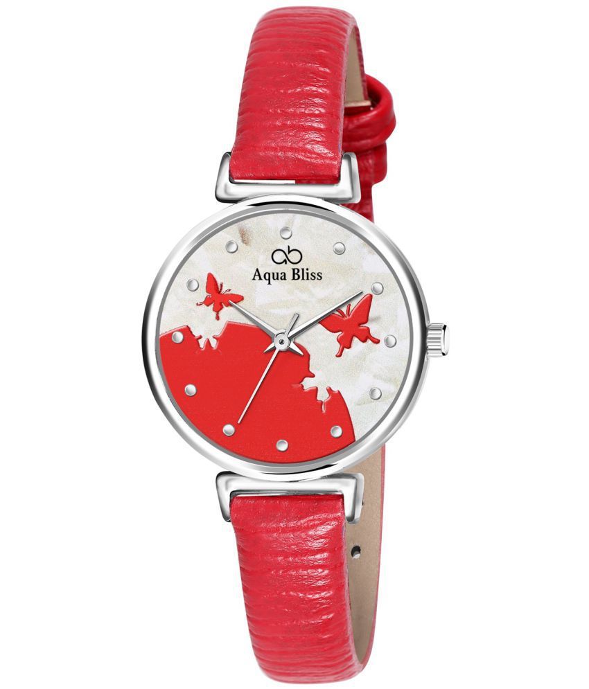 AQUA BLISS - Red Leather Analog Womens Watch