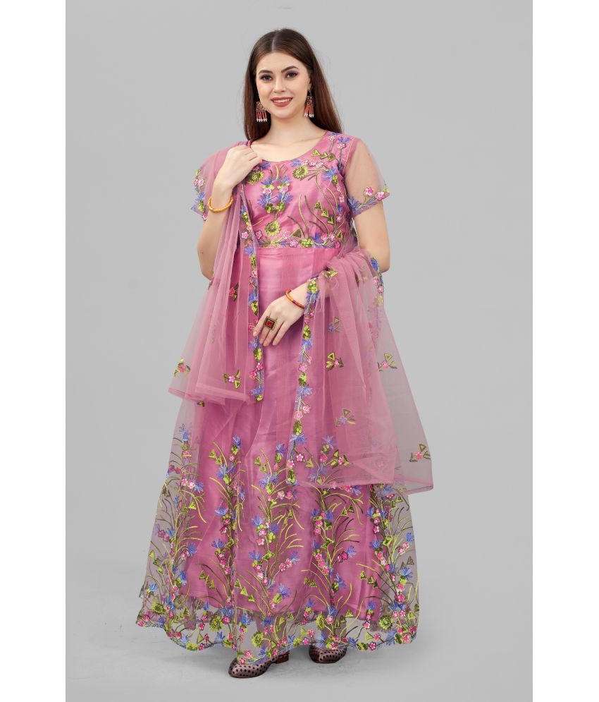     			Aika - Peach Anarkali Net Women's Stitched Ethnic Gown ( Pack of 1 )