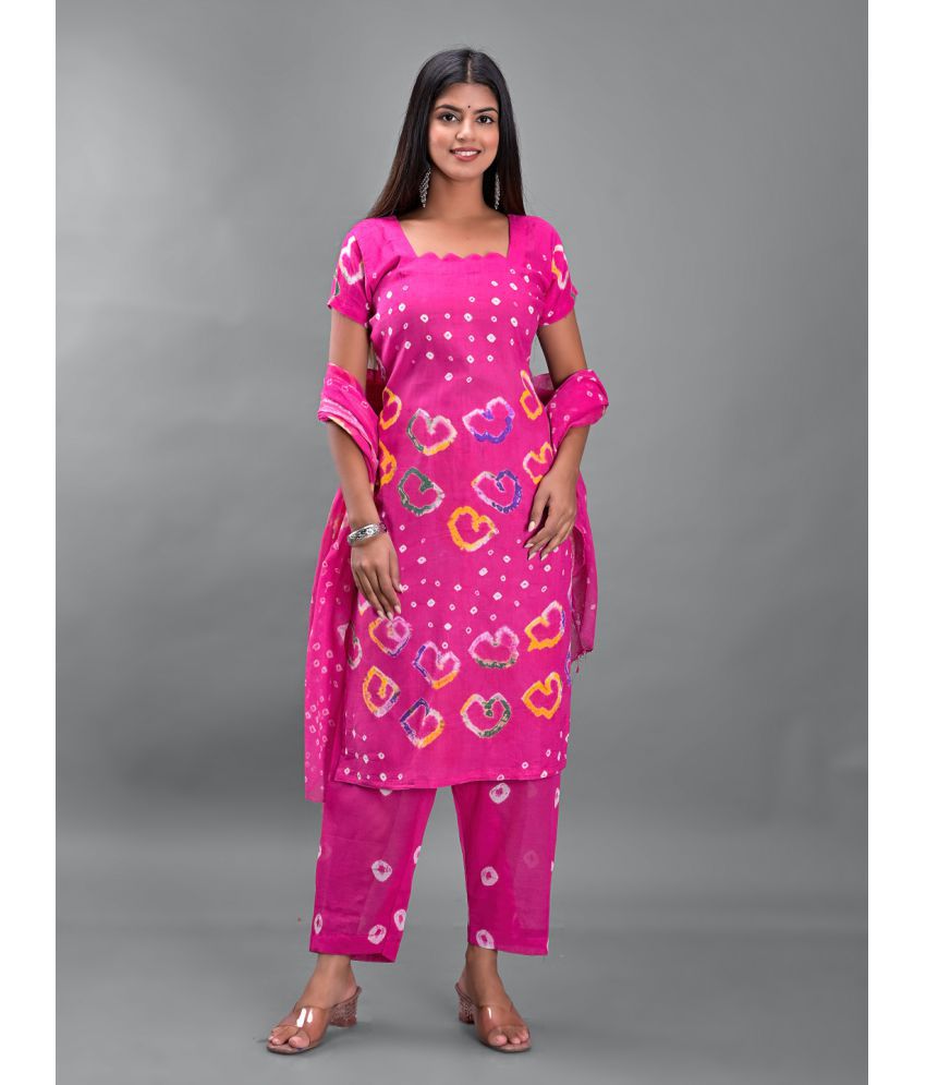     			Apratim - Unstitched Pink Cotton Dress Material ( Pack of 1 )