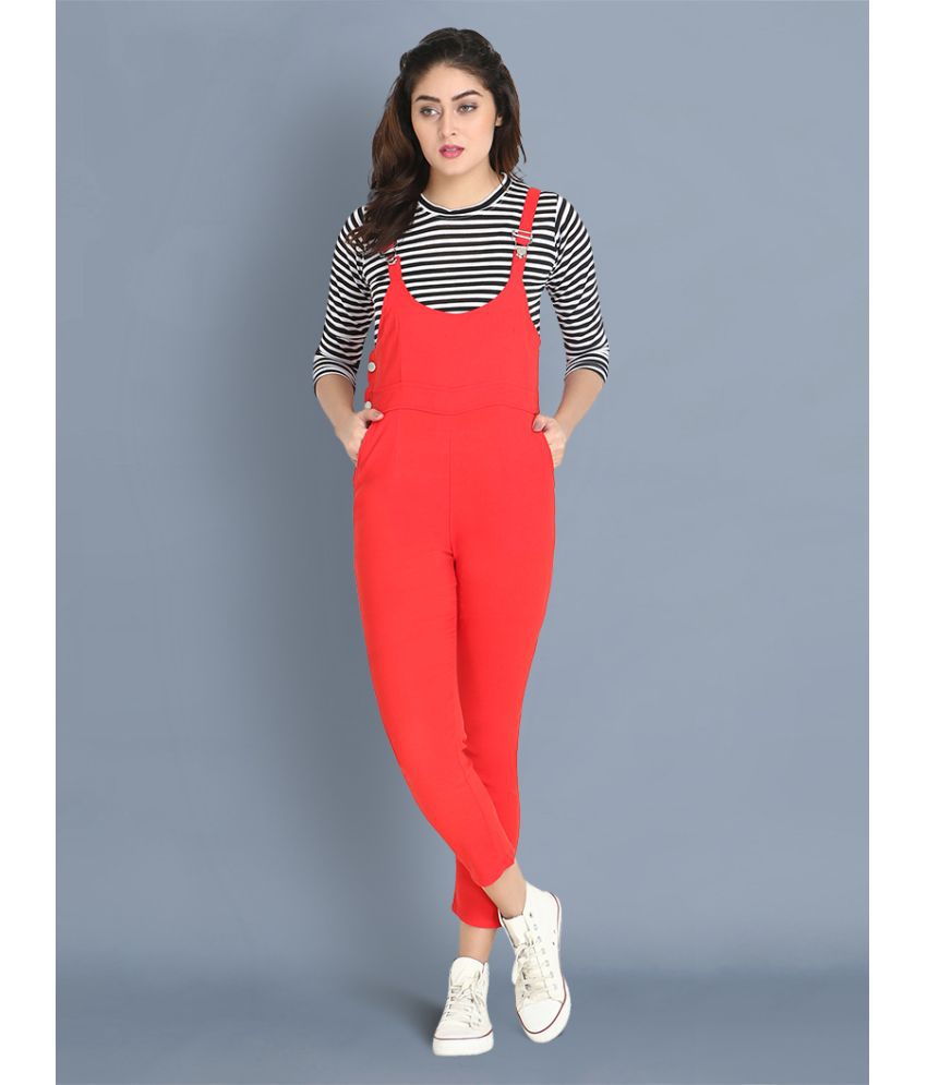     			BuyNewTrend - Red Cotton Blend Regular Fit Women's Jumpsuit ( Pack of 1 )