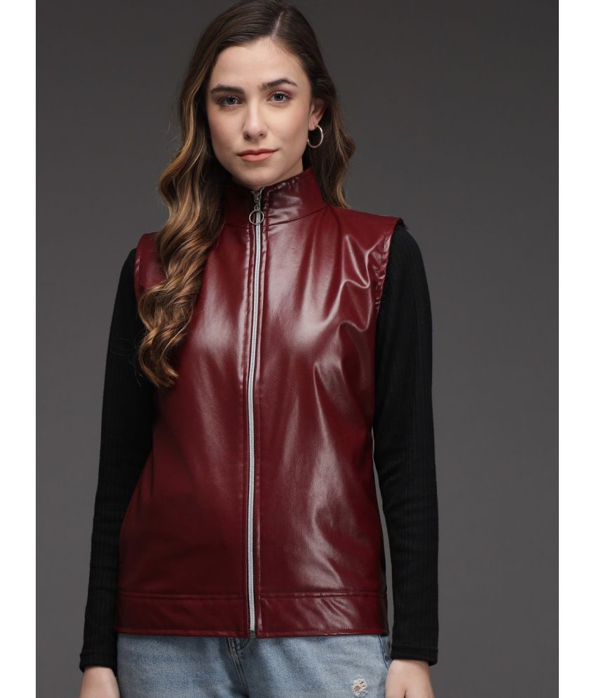 DARZI - Faux Leather Maroon Jackets Pack of 1