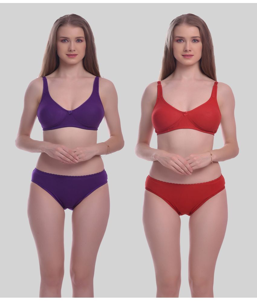     			Elina - Multicolor Cotton Women's Bra & Panty Set ( Pack of 2 )