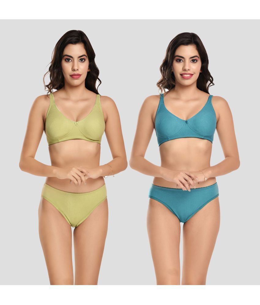     			Elina - Multicolor Cotton Women's Bra & Panty Set ( Pack of 2 )