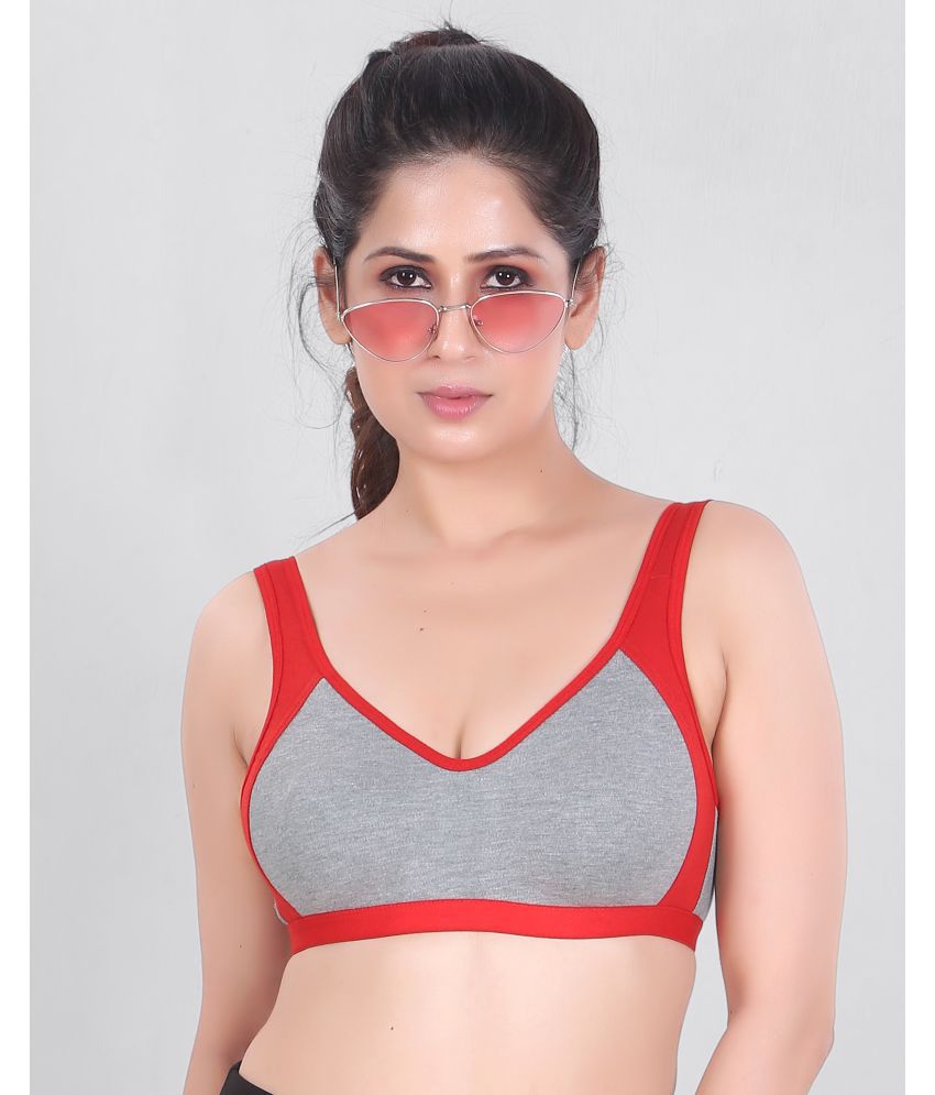     			RRIDHIMA - Red Cotton Blend Non Padded Women's Sports Bra ( Pack of 1 )