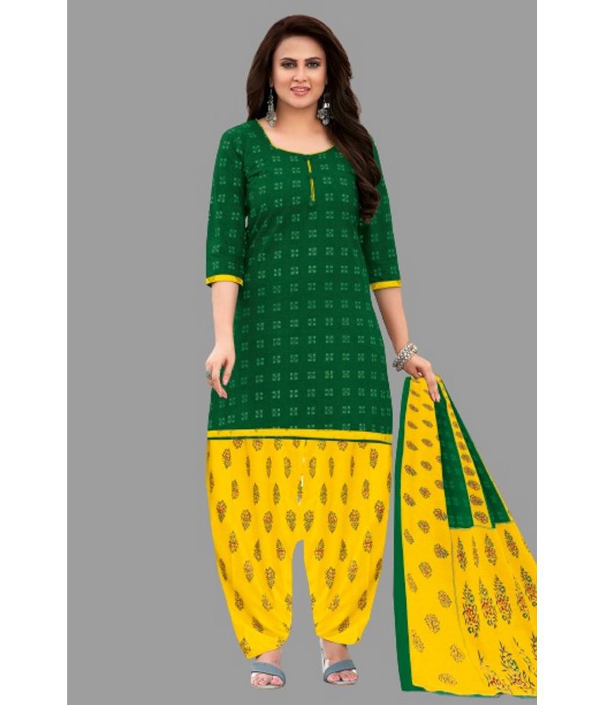     			SIMMU - Unstitched Green Cotton Dress Material ( Pack of 1 )