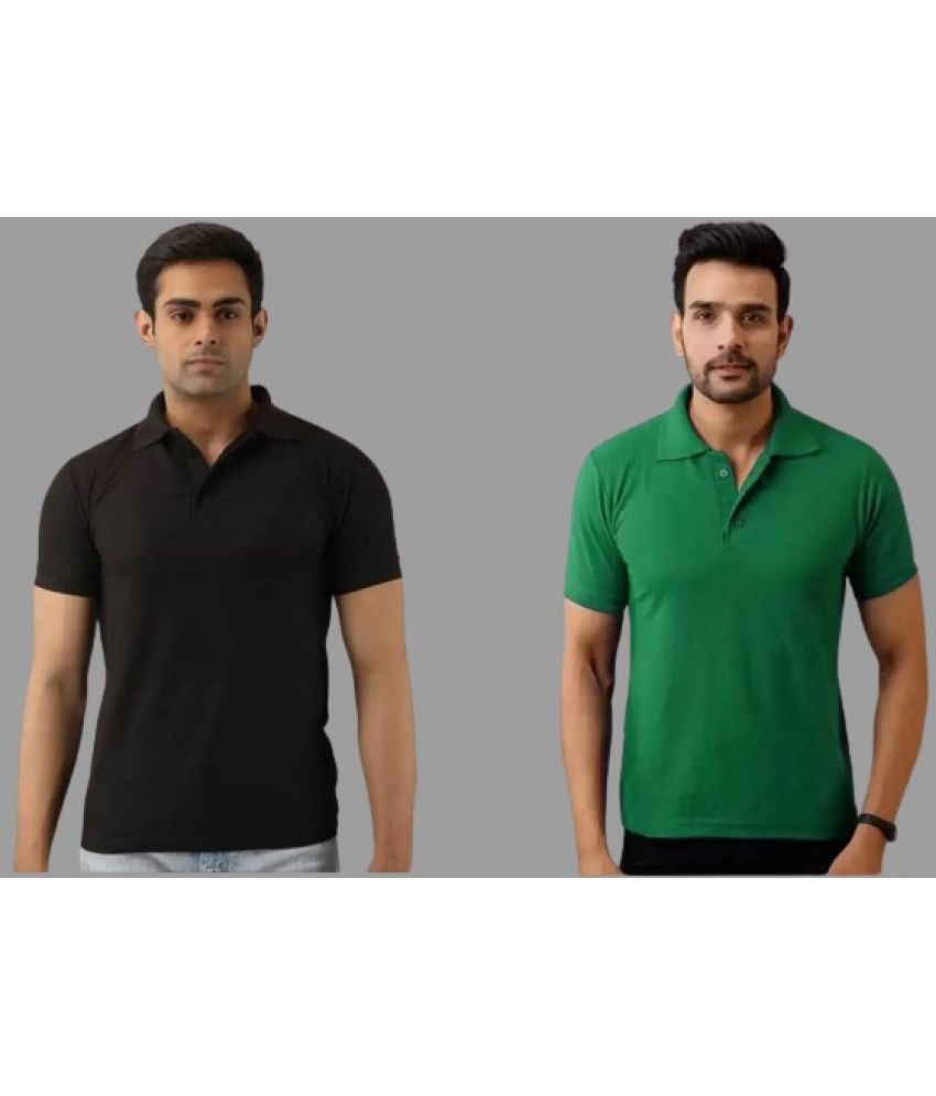     			SKYRISE - Multicolor Cotton Blend Slim Fit Men's Polo T Shirt ( Pack of 2 )