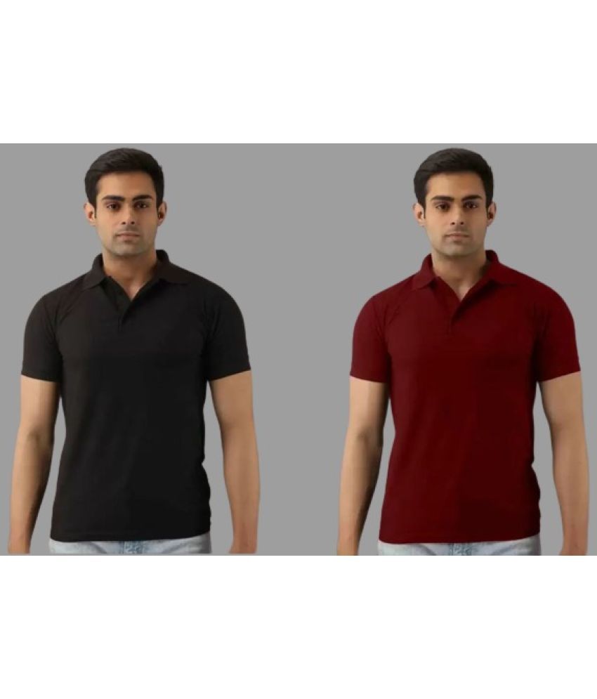     			SKYRISE Pack of 2 Cotton Blend Slim Fit Solid Half Sleeves Men's Polo T Shirt ( Multicolor )