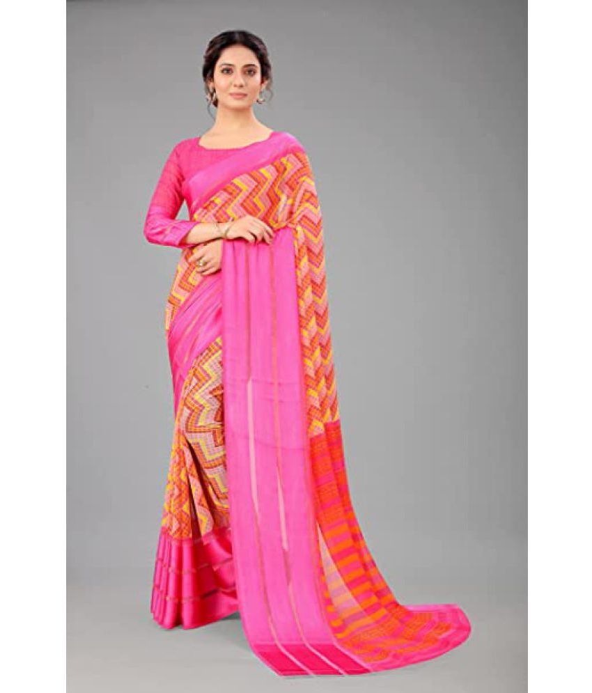     			Sanwariya Silks - Pink Georgette Saree With Blouse Piece ( Pack of 1 )