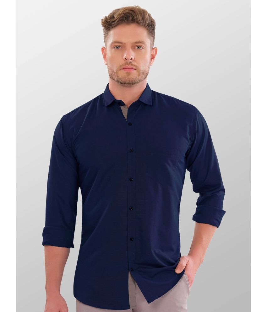     			VERTUSY - Navy Blue Cotton Blend Regular Fit Men's Casual Shirt ( Pack of 1 )