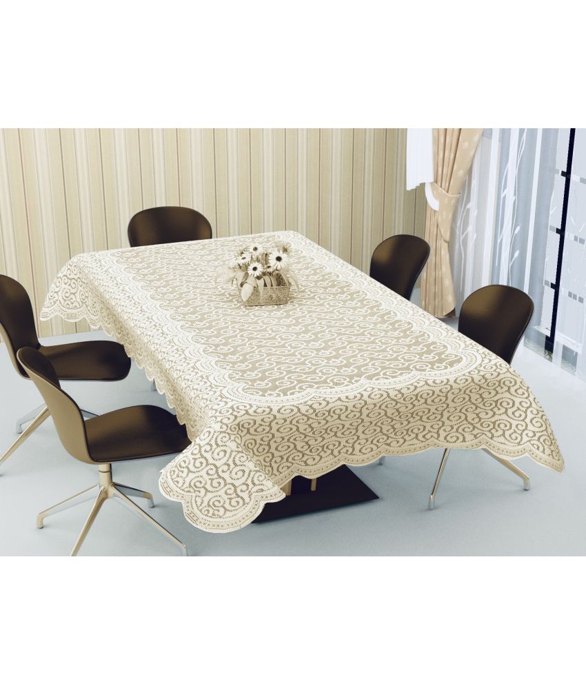     			WISEHOME - Beige Cotton Table Cover ( Pack of 1 )